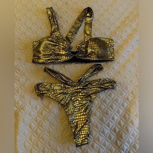 Two piece swim suit/ bikini shiny snake skin